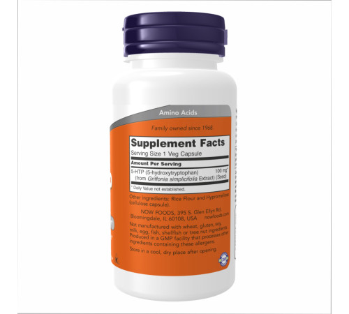 Гідрокситриптофан Now Foods 5-HTP 100мг - 60 капсул