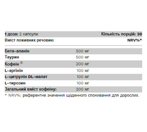 Передтренувальний комплекс Max NRG - 60 капсул