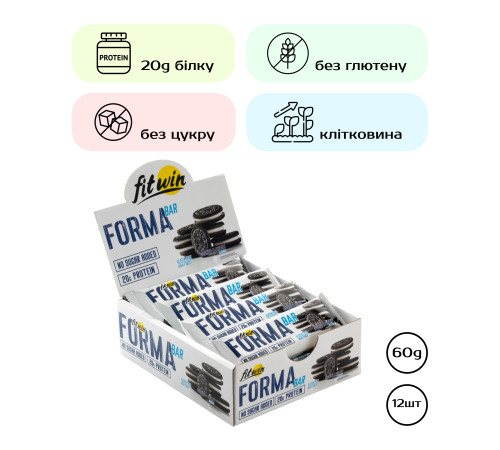 Протеїновий батончик Forma Bar - 12x60г Печиво і крем Протеїновий батончик Forma Bar - 12x60г Печиво і крем