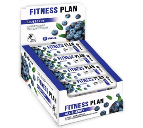 Батончики мюслі Fitness Plan Muesli Bar - 30x25г Чорниця Батончики мюслі Fitness Plan Muesli Bar - 30x25г Чорниця