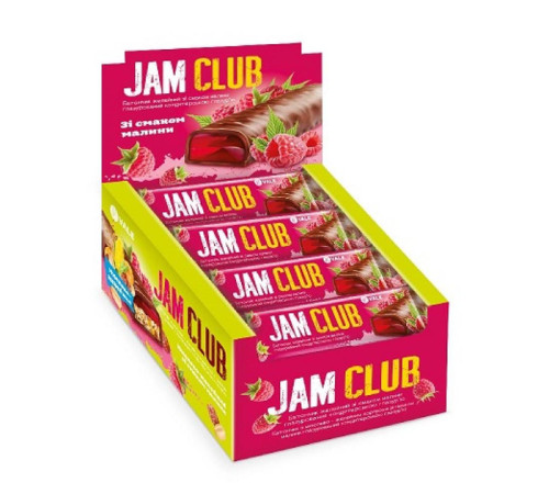 Желейний батончик Jam Club - 24x40г Желе з малиною Желейний батончик Jam Club - 24x40г Желе з малиною