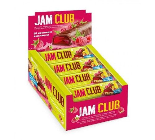 Батончики з мюслево-желейні Jam Club - 24x40г Желе мюслі з малиною Батончики з мюслево-желейні Jam Club - 24x40г Желе мюслі з малиною
