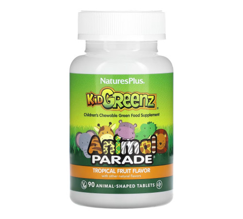 Дієтична добавка у формі жувальних таблеток Animal Parade KidGreenz – 90 таблеток (Тропічний фрукт) Дієтична добавка у формі жувальних таблеток Animal Parade KidGreenz – 90 таблеток (Тропічний фрукт)