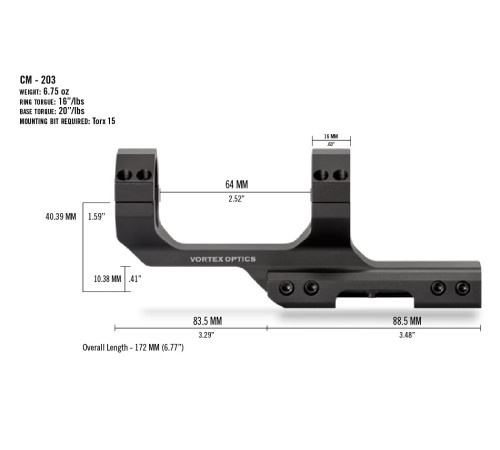 Кріплення Vortex Cantilever Mount 30mm 3" Offset Rings (CM-203) Кріплення Vortex Cantilever Mount 30mm 3" Offset Rings (CM-203)