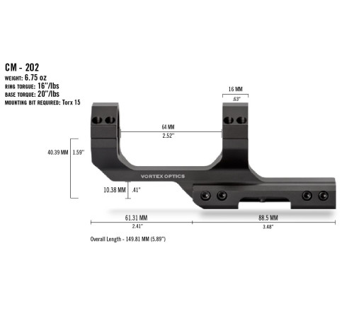 Кріплення Vortex Cantilever Mount 30mm 2" Offset Rings (CM-202) Кріплення Vortex Cantilever Mount 30mm 2" Offset Rings (CM-202)