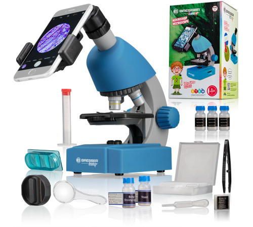 Мікроскоп Bresser Junior 40x-640x Blue з набором для дослідів та адаптером для смартфона (8851300WXH000) Мікроскоп Bresser Junior 40x-640x Blue з набором для дослідів та адаптером для смартфона (8851300WXH000)