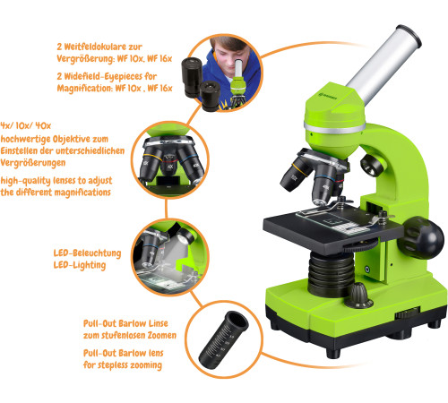 Мікроскоп Bresser Junior Biolux SEL 40x-1600x Green з адаптером для смартфона (8855600B4K000) Мікроскоп Bresser Junior Biolux SEL 40x-1600x Green з адаптером для смартфона (8855600B4K000)