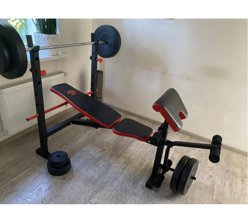 Лава регульована для жиму RN-Sport ReadMeBlack + штанга металева 83 кг, гриф W, гантелі Лава регульована для жиму RN-Sport ReadMeBlack + штанга металева 83 кг, гриф W, гантелі