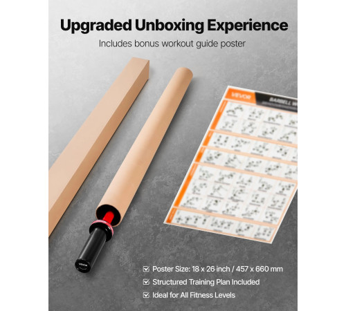 Гриф гантельний VEVOR 120 см, червоний