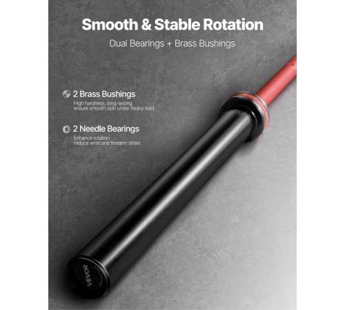 Гриф гантельний VEVOR 453,59 кг, червоний