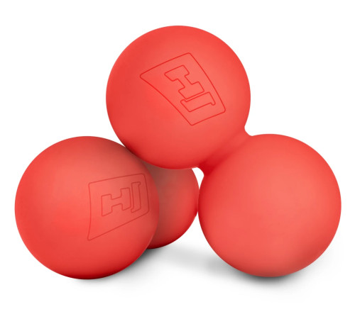 Силіконовий масажний подвійний м'яч 63 мм Hop-Sport HS-S063DMB червоний