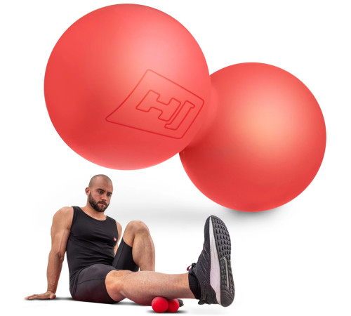 Силіконовий масажний подвійний м'яч 63 мм Hop-Sport HS-S063DMB червоний