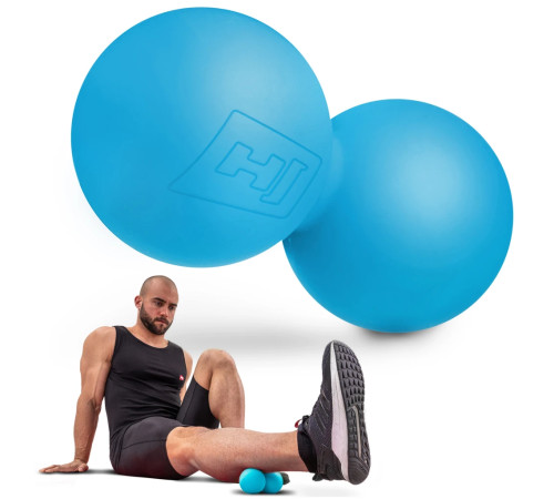 Силіконовий масажний подвійний м'яч 63 мм Hop-Sport HS-S063DMB блакитний