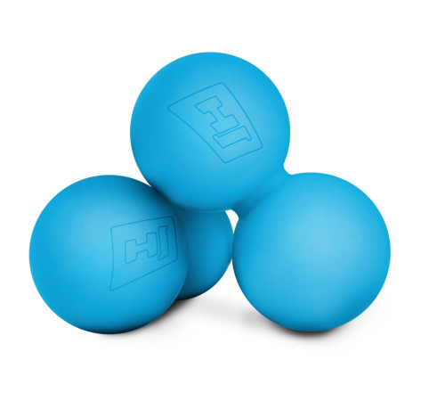 Силіконовий масажний подвійний м'яч 63 мм Hop-Sport HS-S063DMB блакитний