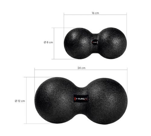 Масажний м'яч 12 x 24 см HMS BLM02 (подвійний)