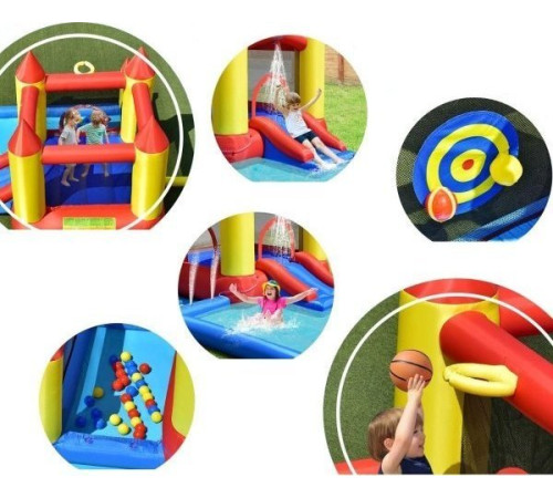 Надувний ігровий майданчик Замок Costway 400x280x195 см