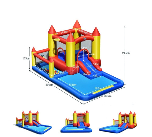 Надувний ігровий майданчик Замок Costway 400x280x195 см