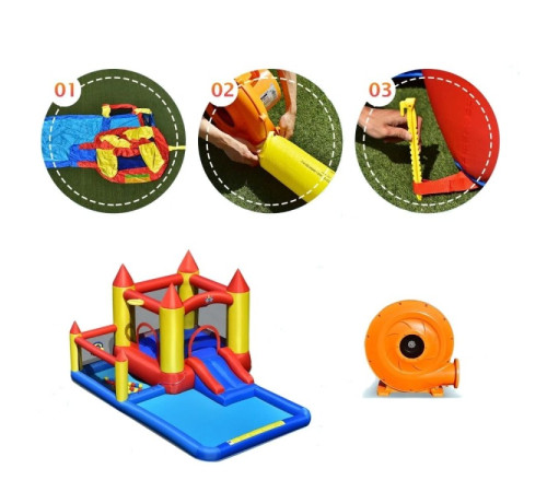 Надувний ігровий майданчик Замок Costway 400x280x195 см