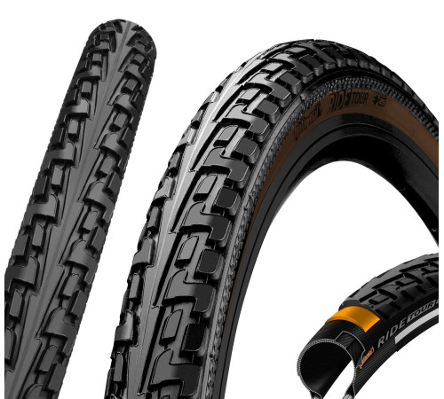 Шина 28 x 1.75 /700 x 47C/ CONTINENTAL Ride Tour ECO25 чорний/коричневий Шина 28 x 1.75 /700 x 47C/ CONTINENTAL Ride Tour ECO25 чорний/коричневий