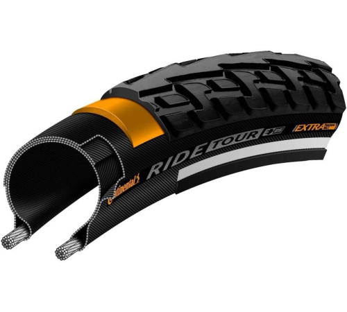 Шина 28 x 1.75 /700 x 47C/ CONTINENTAL Ride Tour ECO25 чорний/коричневий Шина 28 x 1.75 /700 x 47C/ CONTINENTAL Ride Tour ECO25 чорний/коричневий