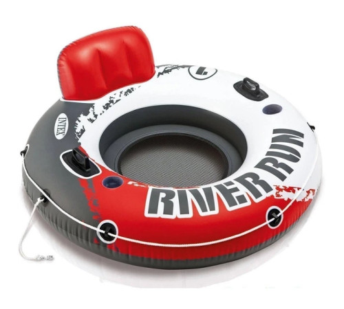Коло надувне зі спинкою Intex 56825 River Run, біло-червоне 135 x 45 см