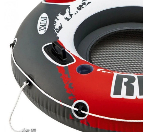 Коло надувне зі спинкою Intex 56825 River Run, біло-червоне 135 x 45 см