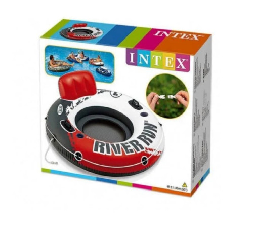 Коло надувне зі спинкою Intex 56825 River Run, біло-червоне 135 x 45 см