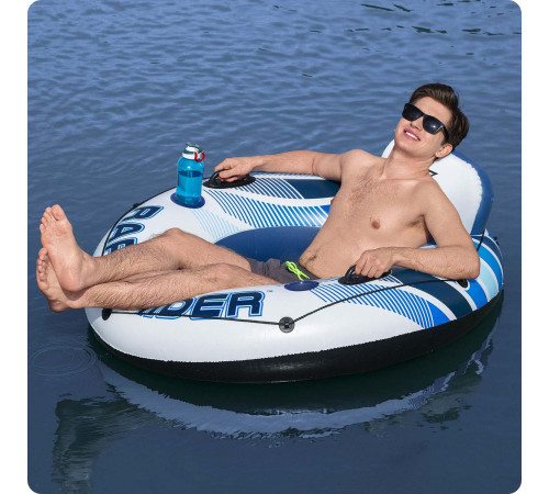 Коло надувне зі спинкою Bestway Rapid Rider 43116 синьо-біле, 132 см