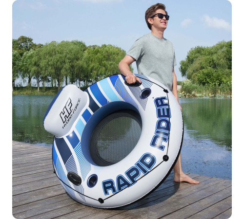 Коло надувне зі спинкою Bestway Rapid Rider 43116 синьо-біле, 132 см