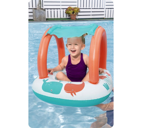 Пліт надувний пляжний Bestway 34203 з дахом 87 х 67 см, помаранчево-бірюзовий