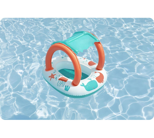 Пліт надувний пляжний Bestway 34203 з дахом 87 х 67 см, помаранчево-бірюзовий