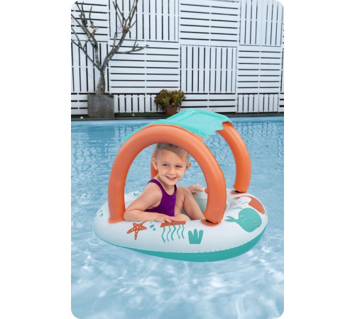 Пліт надувний пляжний Bestway 34203 з дахом 87 х 67 см, помаранчево-бірюзовий