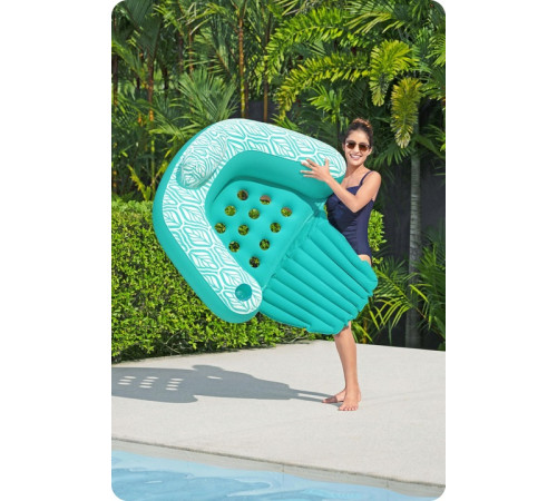 Крісло надувне для плавання Bestway Comfort Plush Pro 43719 145 х 120 см, бірюзове