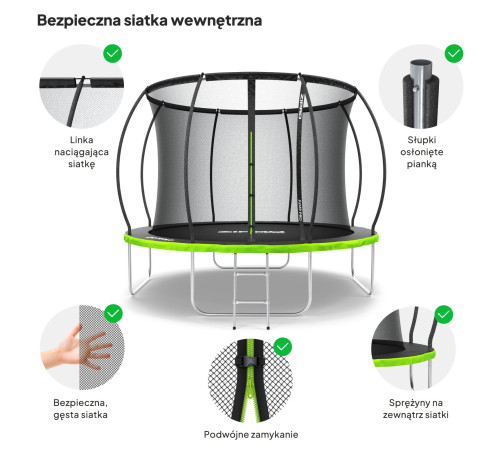 Батут Zipro Jump Pro Premium з внутрішньої сіткою 10 футів 312 см чорно-зелений Батут Zipro Jump Pro Premium з внутрішньої сіткою 10 футів 312 см чорно-зелений