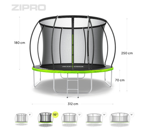 Батут Zipro Jump Pro Premium з внутрішньої сіткою 10 футів 312 см чорно-зелений Батут Zipro Jump Pro Premium з внутрішньої сіткою 10 футів 312 см чорно-зелений