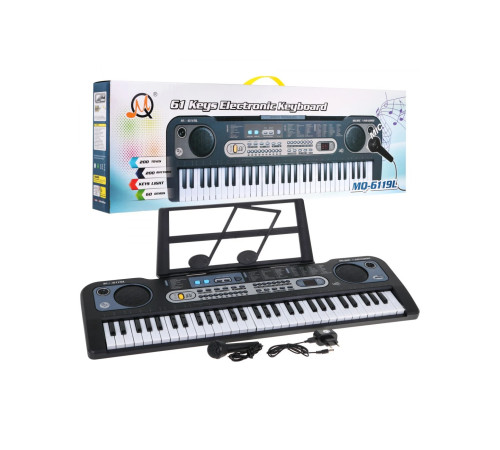 Дитячий синтезатор Ramiz MQ-6119L з підсвіткою, мікрофоном та підставкою для нот