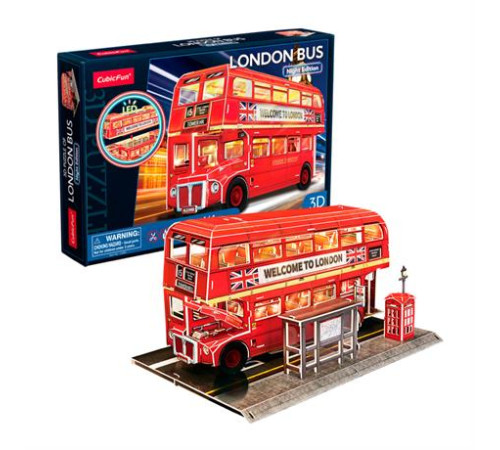 3D пазл CubicFun City Line з LED-підсвіткою Лондонський автобус (L538h)