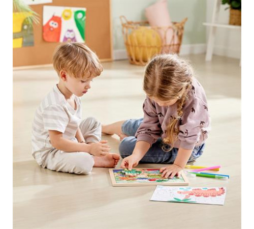 Пазл Hape Динозаври з розмальовкою (E1641) Пазл Hape Динозаври з розмальовкою (E1641)