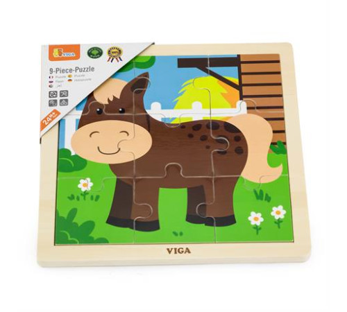 Дерев'яний пазл Viga Toys Коник, 9 ел. (51439) Дерев'яний пазл Viga Toys Коник, 9 ел. (51439)