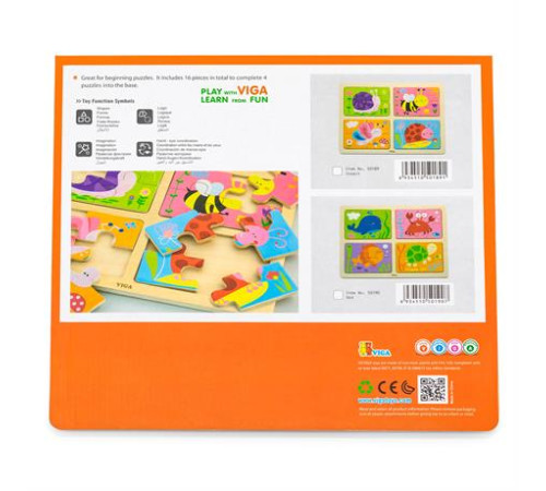 Набір дерев'яних пазлів Viga Toys Комахи 4 в 1 (50189) Набір дерев'яних пазлів Viga Toys Комахи 4 в 1 (50189)