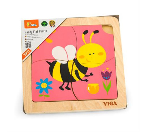 Дерев'яний мініпазл Viga Toys Бджілка, 4 ел. (50138) Дерев'яний мініпазл Viga Toys Бджілка, 4 ел. (50138)