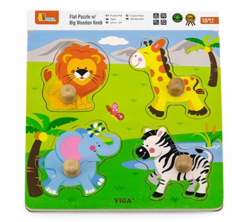Дерев'яна рамка-вкладиш Viga Toys Звірята в Африці (50840) Дерев'яна рамка-вкладиш Viga Toys Звірята в Африці (50840)