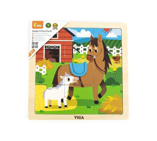 Дерев'яний пазл Viga Toys Коники 9 ел. (44624) Дерев'яний пазл Viga Toys Коники 9 ел. (44624)