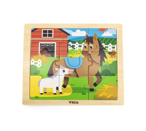 Дерев'яний пазл Viga Toys Коники 9 ел. (44624) Дерев'яний пазл Viga Toys Коники 9 ел. (44624)