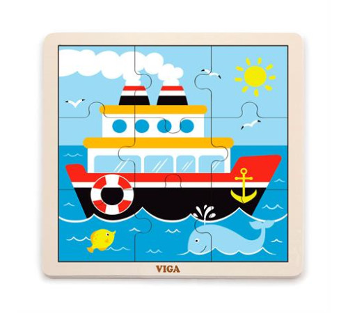 Дерев'яний пазл Viga Toys Кораблик, 9 ел. (51445) Дерев'яний пазл Viga Toys Кораблик, 9 ел. (51445)