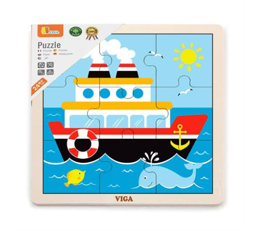 Дерев'яний пазл Viga Toys Кораблик, 9 ел. (51445) Дерев'яний пазл Viga Toys Кораблик, 9 ел. (51445)