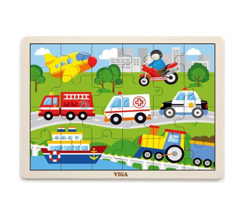 Дерев'яний пазл Viga Toys Транспорт 24 ел. (51462) Дерев'яний пазл Viga Toys Транспорт 24 ел. (51462)