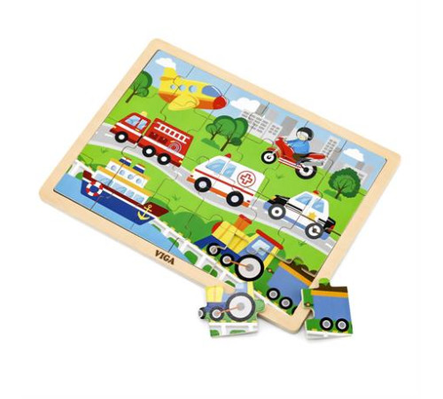 Дерев'яний пазл Viga Toys Транспорт 24 ел. (51462) Дерев'яний пазл Viga Toys Транспорт 24 ел. (51462)