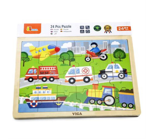 Дерев'яний пазл Viga Toys Транспорт 24 ел. (51462) Дерев'яний пазл Viga Toys Транспорт 24 ел. (51462)