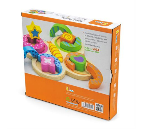 Дерев'яний пазл-сортер Viga Toys Метелик (59924) Дерев'яний пазл-сортер Viga Toys Метелик (59924)